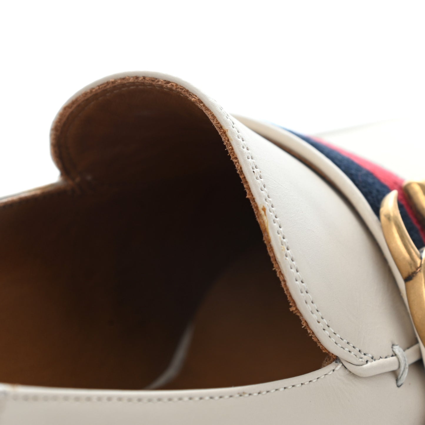 Betis Glamour Calfskin Web Pearl Embellished Peyton 35mm Loafer Pumps 35 White
