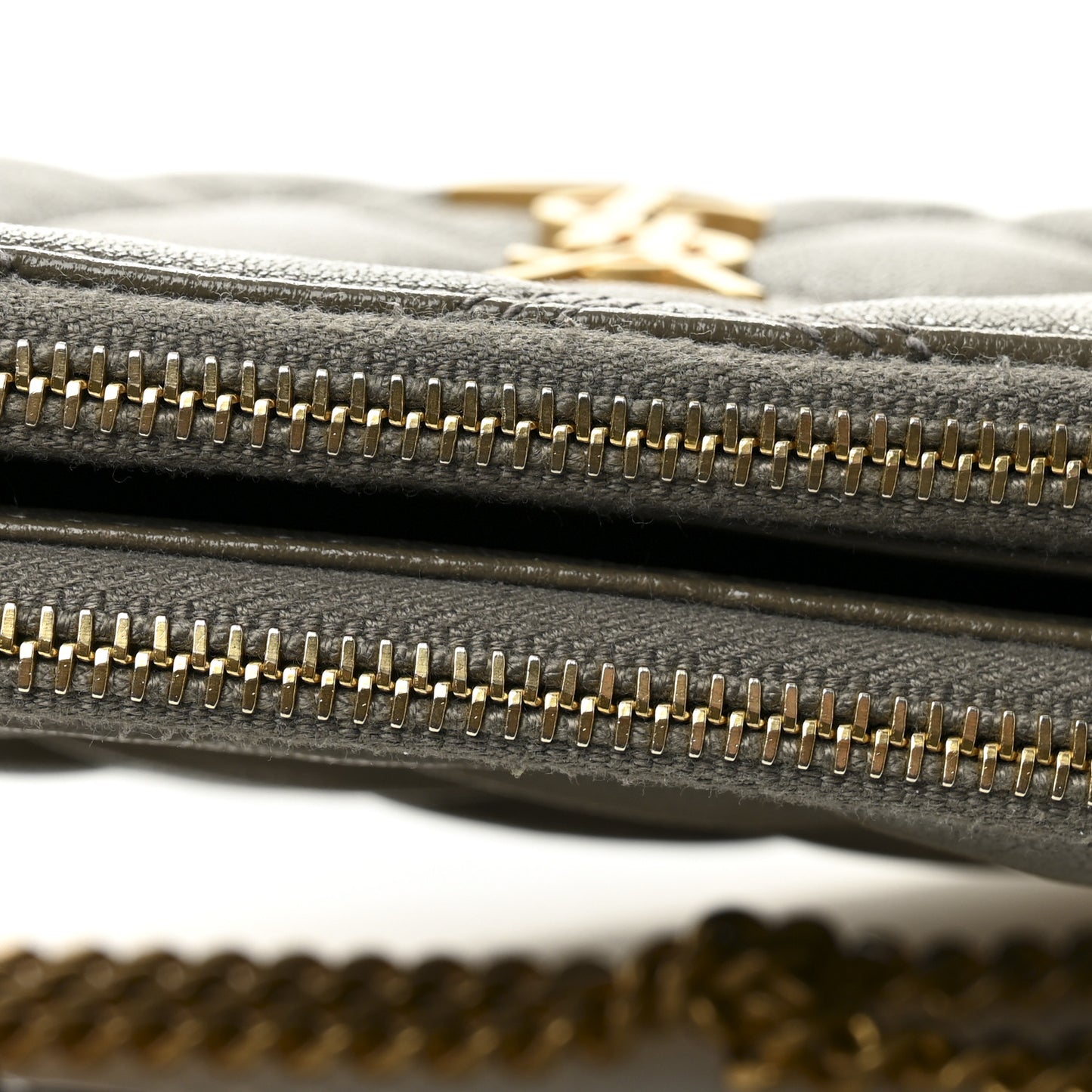 Grained Lambskin Quilted Mini Becky Double Zip Bag Taupe