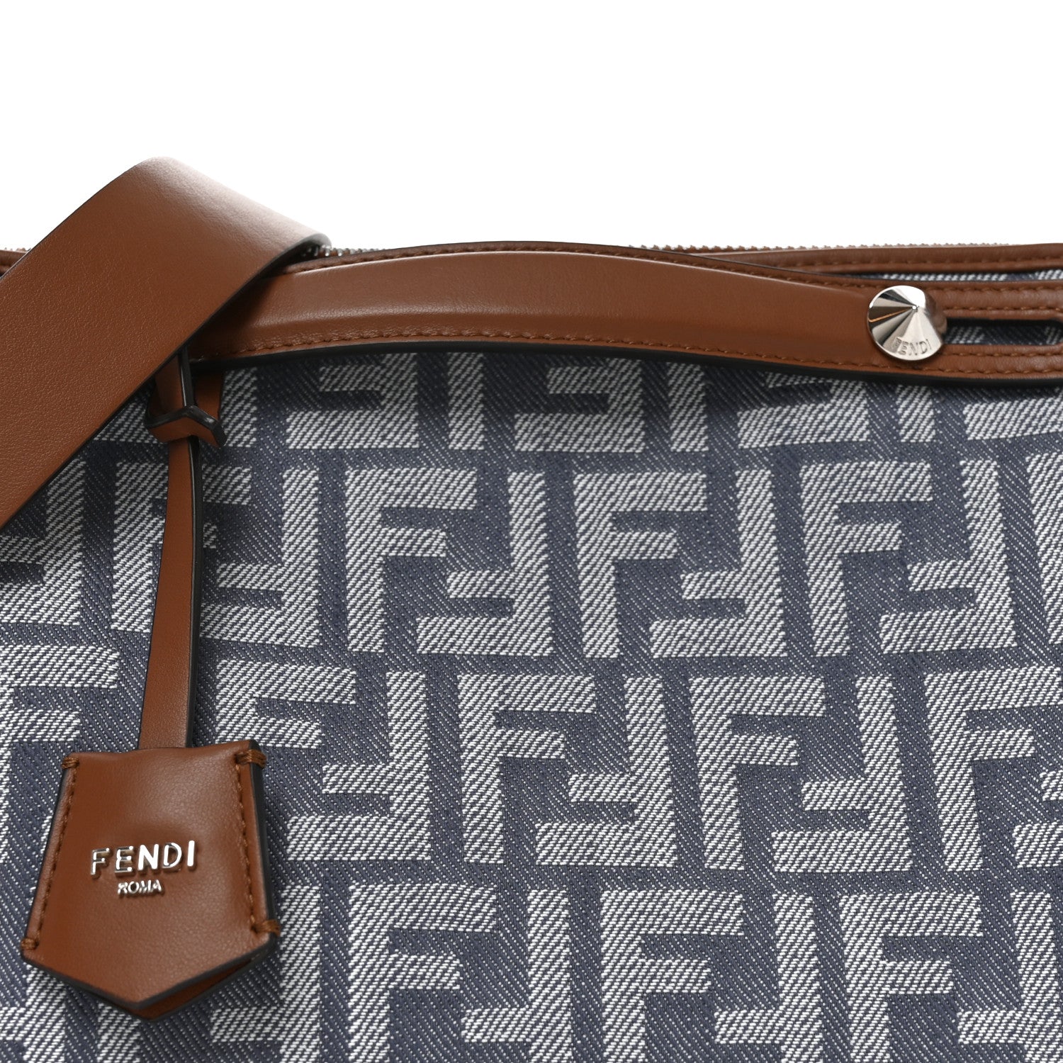 Fendi Denim Vitello Grace FF Mini By The Way Boston Bag  Blue 7 of 9