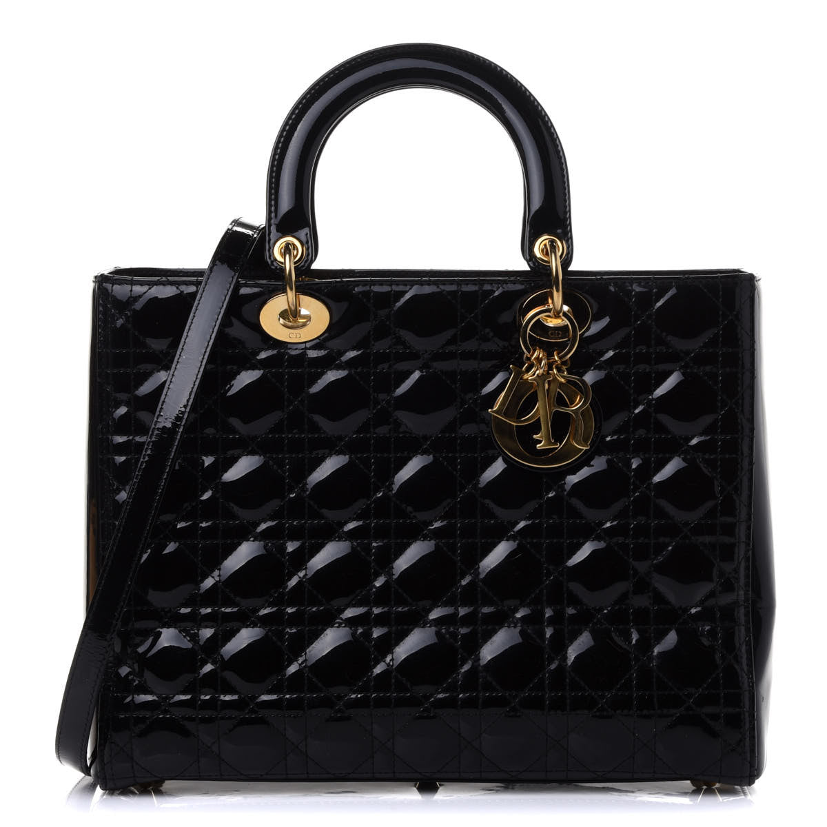 Patent Cannage Large Lady Dior Black
