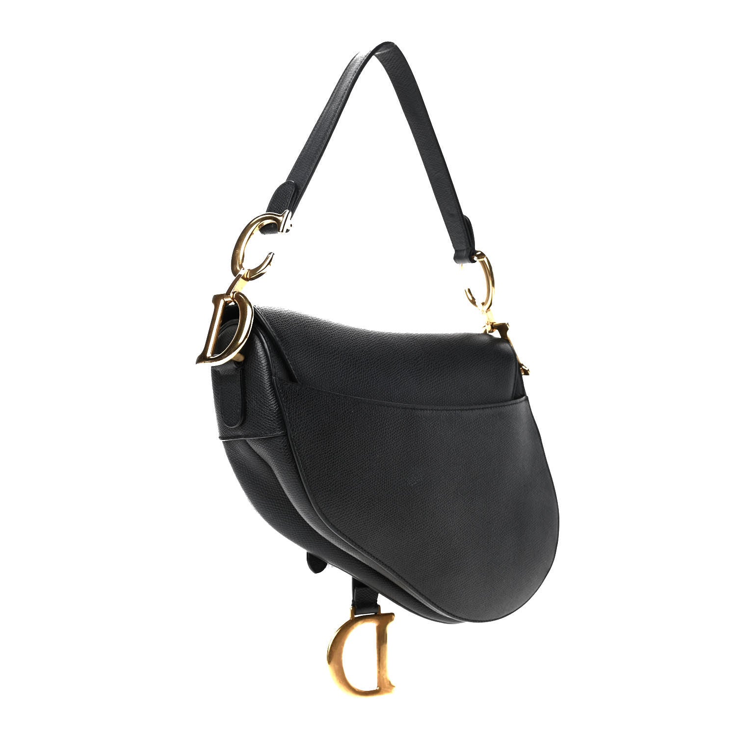 Christian Dior Grained Calfskin Saddle Bag Black 2 of 5
