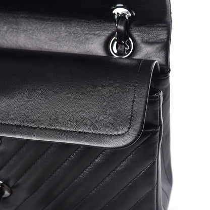 Chanel Lambskin Chevron Quilted Medium Double Flap So Black 12 of 14