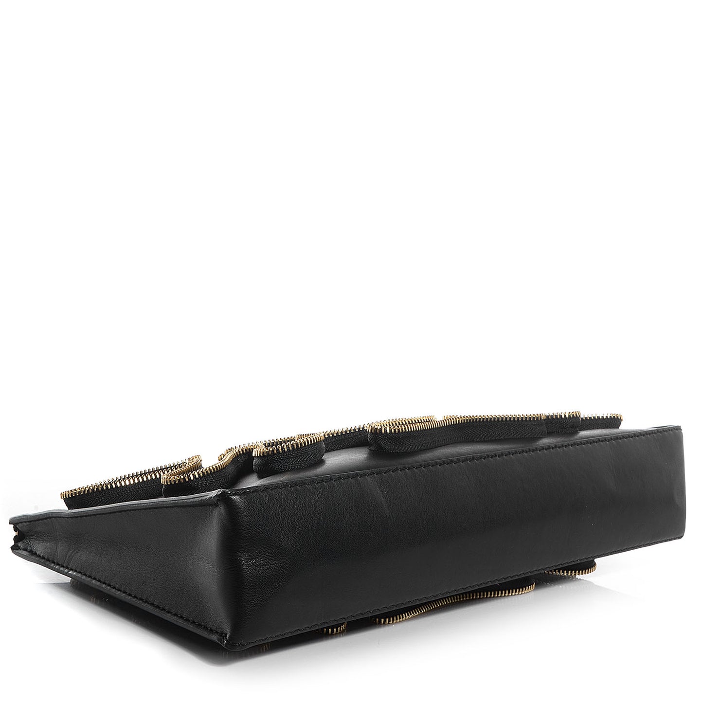 Faux Nappa Cavendish Zipper Clutch Black