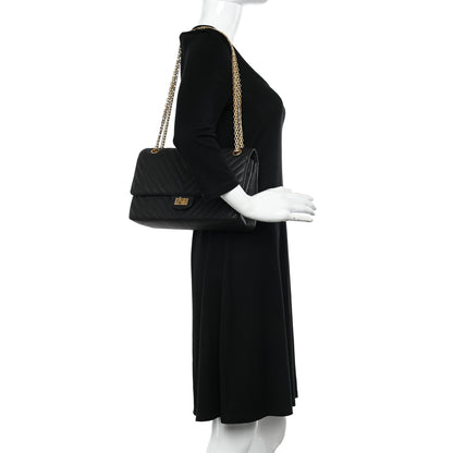 Chanel Crumpled Calfskin Chevron Quilted 2.55 Reissue 226 Black 2 of 12
