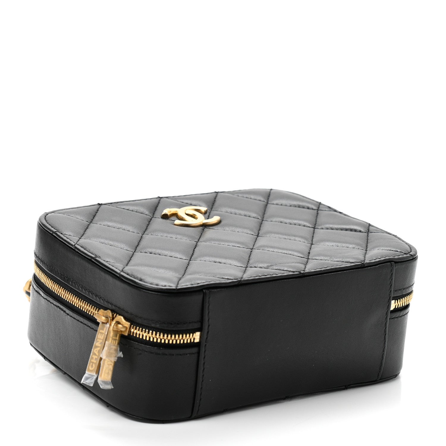 Chanel Lambskin Quilted Top Handle Small Vanity Case Black 4 of 13