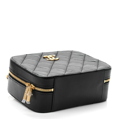 Chanel Lambskin Quilted Top Handle Small Vanity Case Black 4 of 13