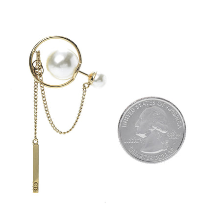 Christian Dior Pearl Tribales Dangle Chain Earrings Gold 3 of 5