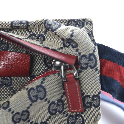 Gucci GG Monogram Web Double Pocket Belt Bag Navy Red 2 of 10