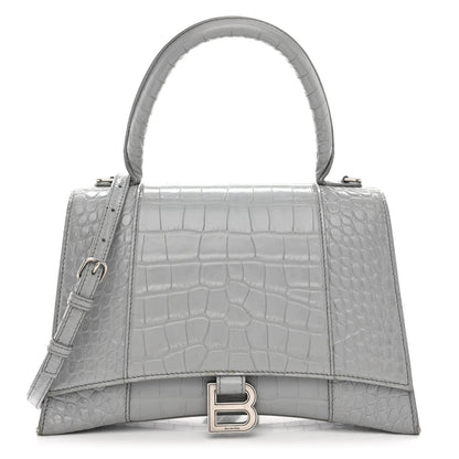 Balenciaga Shiny Calfskin Crocodile Embossed Medium Hourglass Top Handle Bag Balenciaga Grey 1 of 18