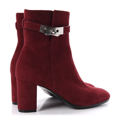 Hermes Suede Goatskin Saint Germain Ankle Boots 37.5 Orange Solaire 4 of 13
