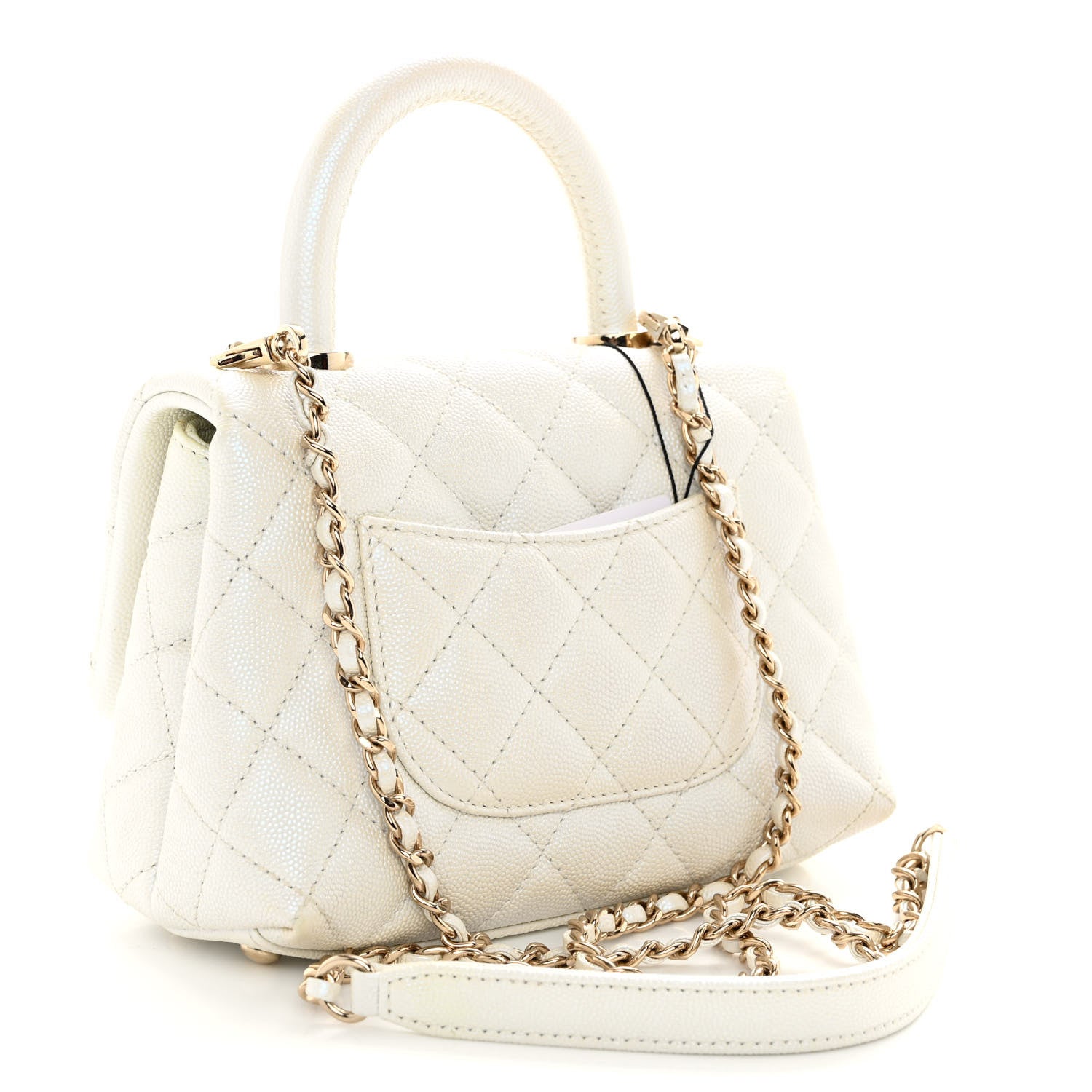 Chanel Iridescent Caviar Quilted Extra Mini Coco Handle Flap White 3 of 11