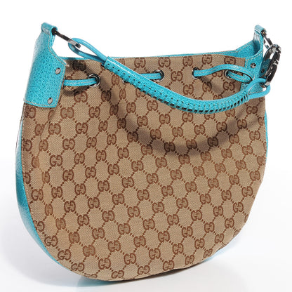 Gucci Monogram Drawstring Hobo Turquoise 3 of 7