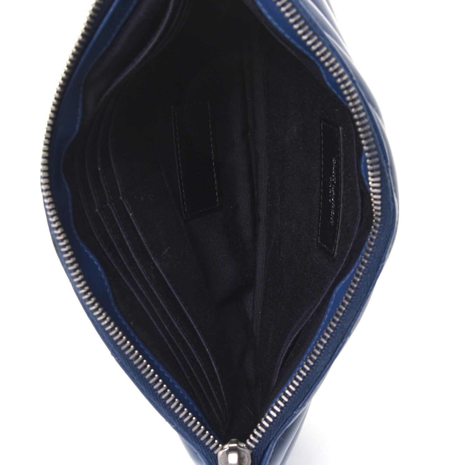 Saint Laurent Calfskin Matelasse Chevron Monogram A5 Wristlet Medium Blue 4 of 4