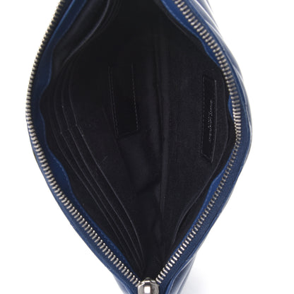 Saint Laurent Calfskin Matelasse Chevron Monogram A5 Wristlet Medium Blue 4 of 4