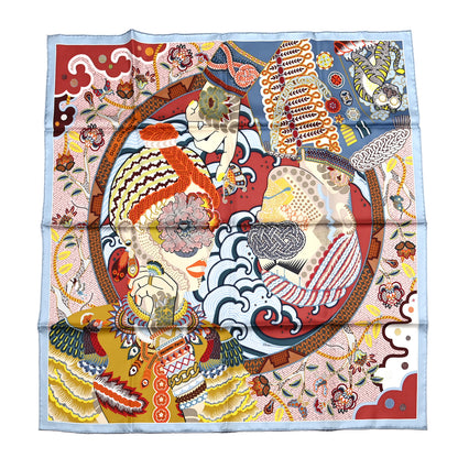 Hermes Silk Twill Duo Cosmique Scarf 90 Bleu Ciel Brique 1 of 6