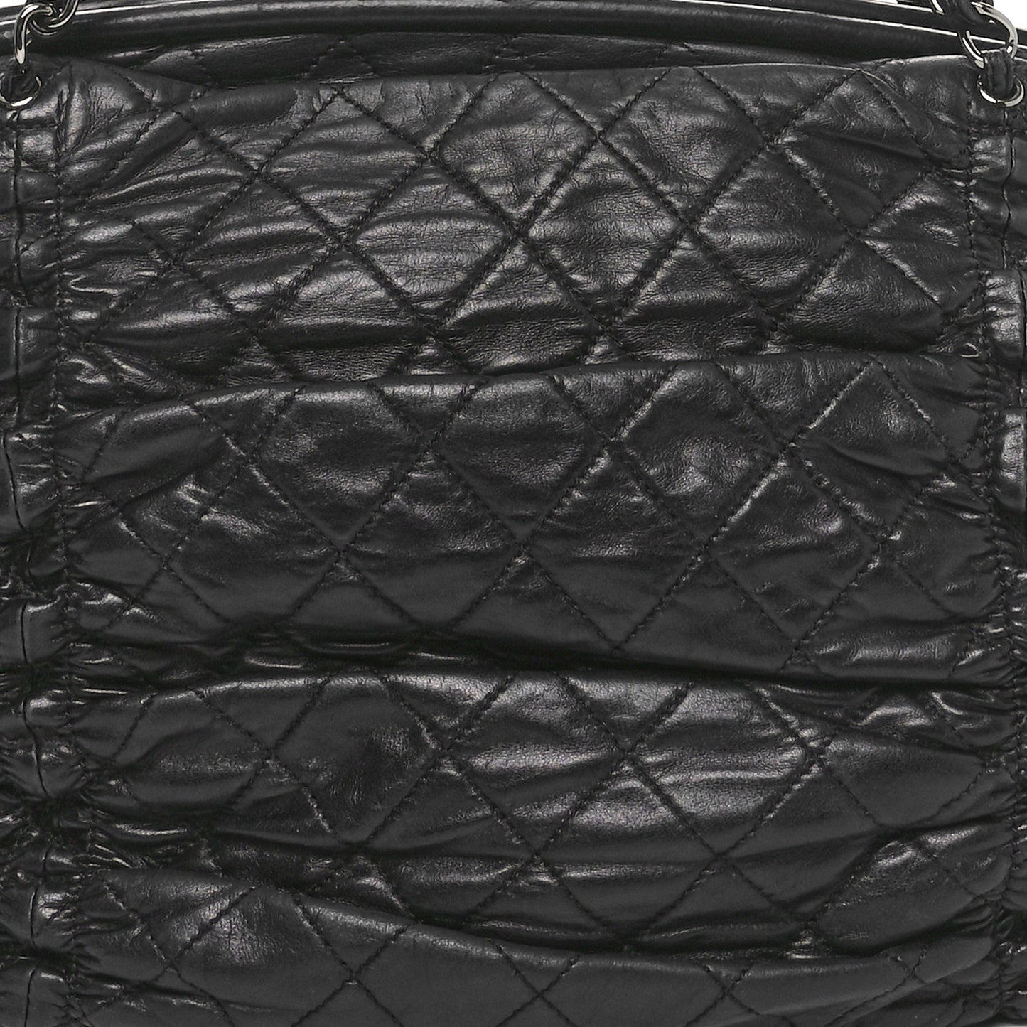 Lambskin Quilted Sharpei Frame Tote Black