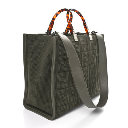 Fendi Technical Fabric Plexiglass FF Medium Fendi Sunshine Shopper Tote Wood 2 of 10