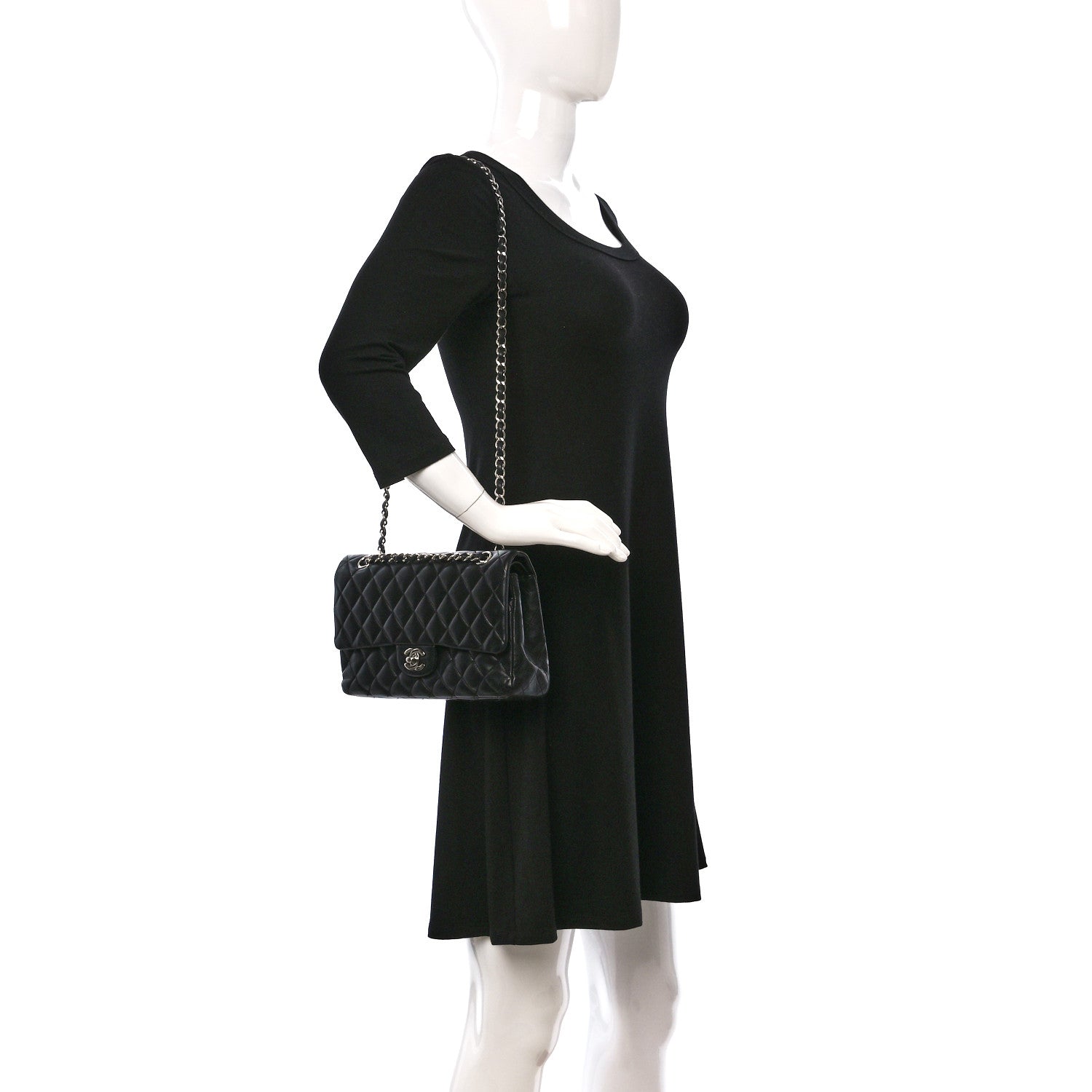 Chanel Lambskin Quilted Medium Double Flap Black 2 of 9