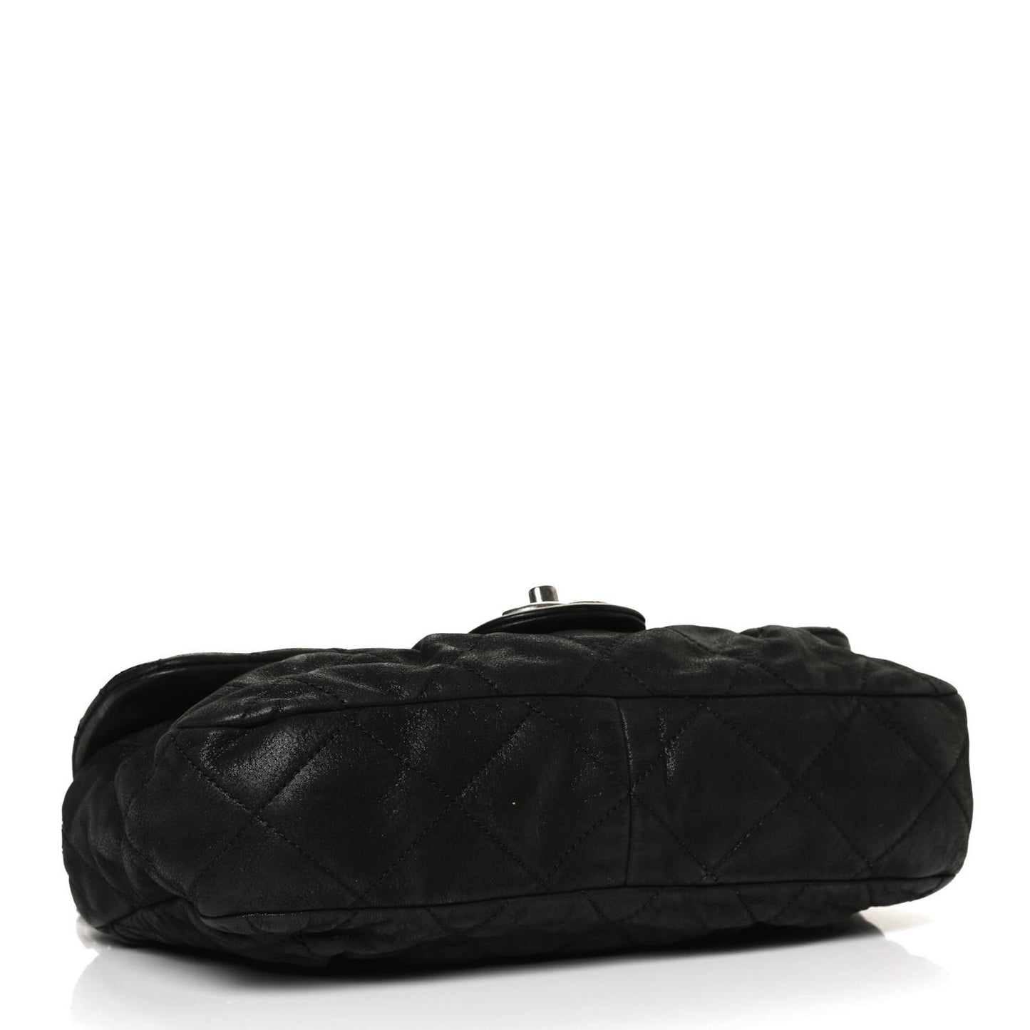 Iridescent Calfskin Quilted East West Flap Black