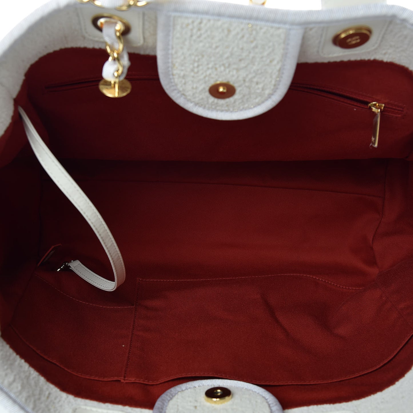 Lurex Boucle Large Deauville Tote White