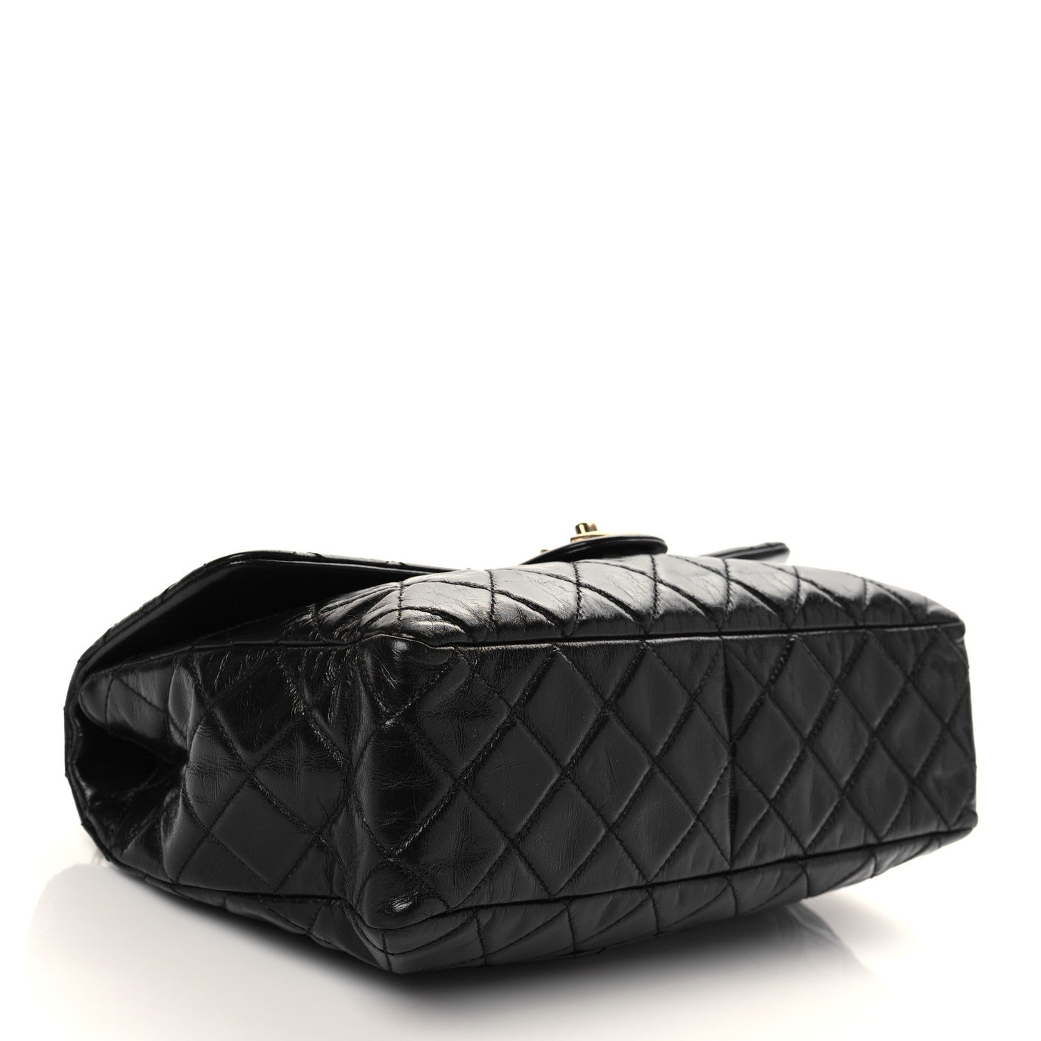Chanel Glazed Calfskin Castle Rock Large Flap Black Burgundy 4 of 7