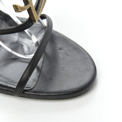 Saint Laurent Calfskin Cassandra 110 Sandals 39.5 Black Gold 8 of 19