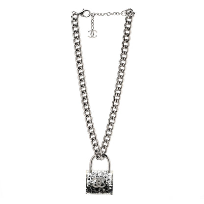 Chanel Resin CC Oversized Padlock Chain Necklace Silver Pearly White Silver Pearly White 1 of 5