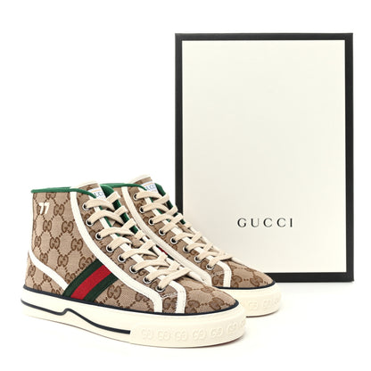 Gucci GG Monogram Web Womens 1977 Tennis High Top Sneakers 36 Beige Ebony Mystic White 8 of 8