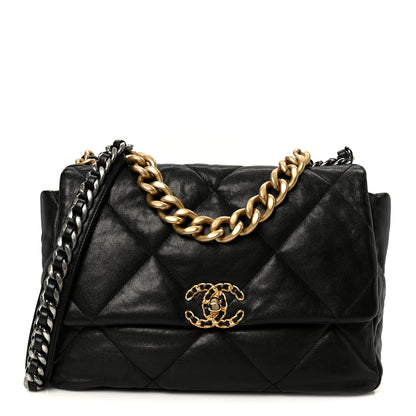 Chanel Goatskin Quilted Large Chanel 19 Flap Black 1 of 10