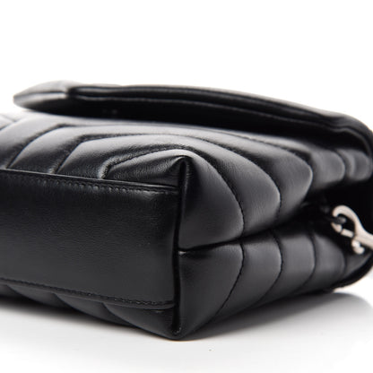 Saint Laurent Calfskin Y Quilted Monogram Toy Loulou Crossbody Bag Black 7 of 11