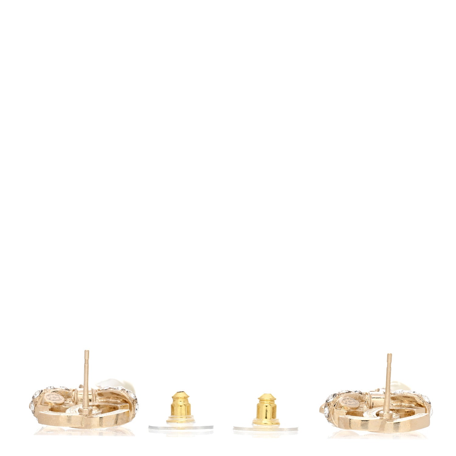 Chanel Crystal CC Bow Pearl Drop Earrings Gold Pearly White 3 of 5
