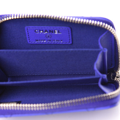Chanel Calfskin Stitched Fancy CC Zip Coin Purse Blue 5 of 8