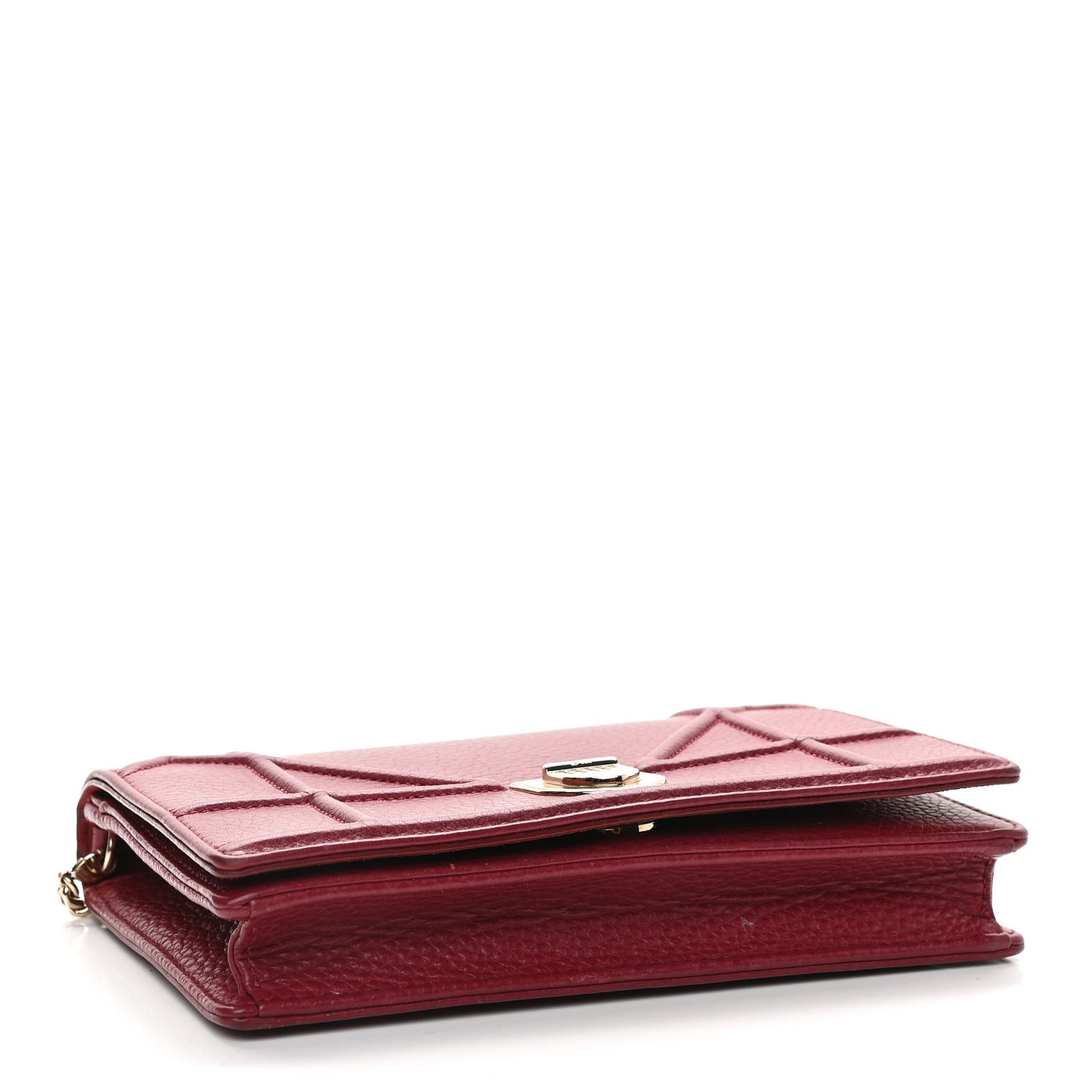 Grained Calfskin Diorama Wallet on Chain Pouch Burgundy