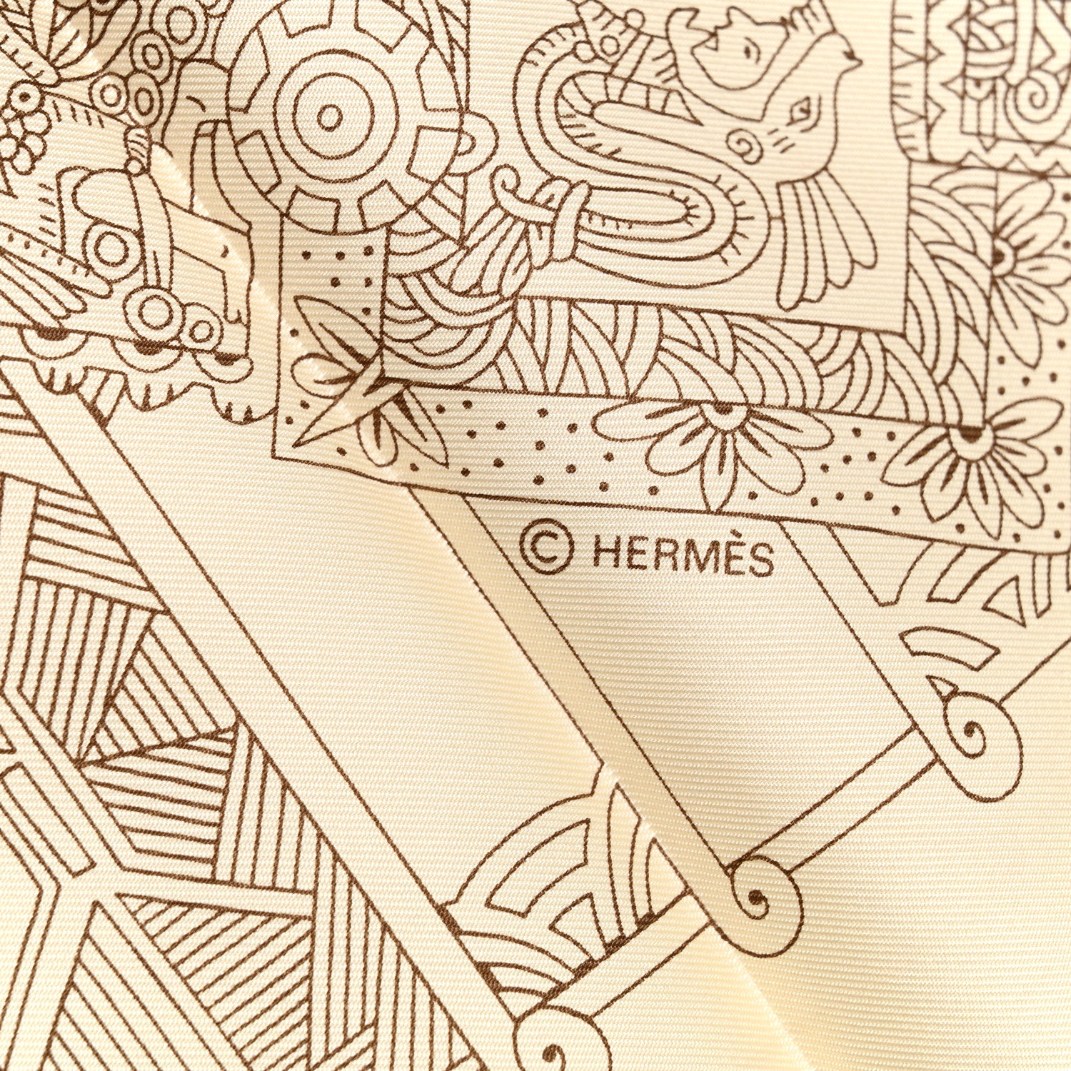 Hermes Silk Astres et Soleils Scarf 90 White 4 of 6