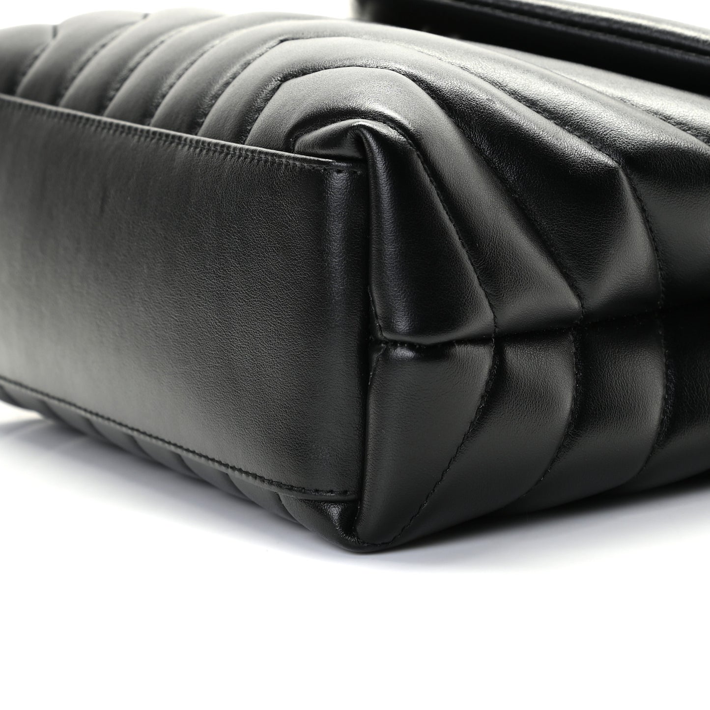 Calfskin Y Quilted Monogram Small Loulou Chain Satchel Black