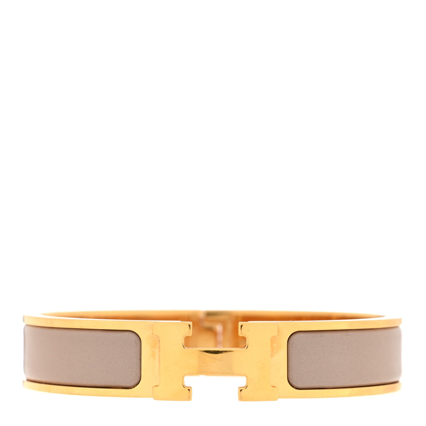 Enamel Narrow Clic Clac H Bracelet PM Marron Glace
