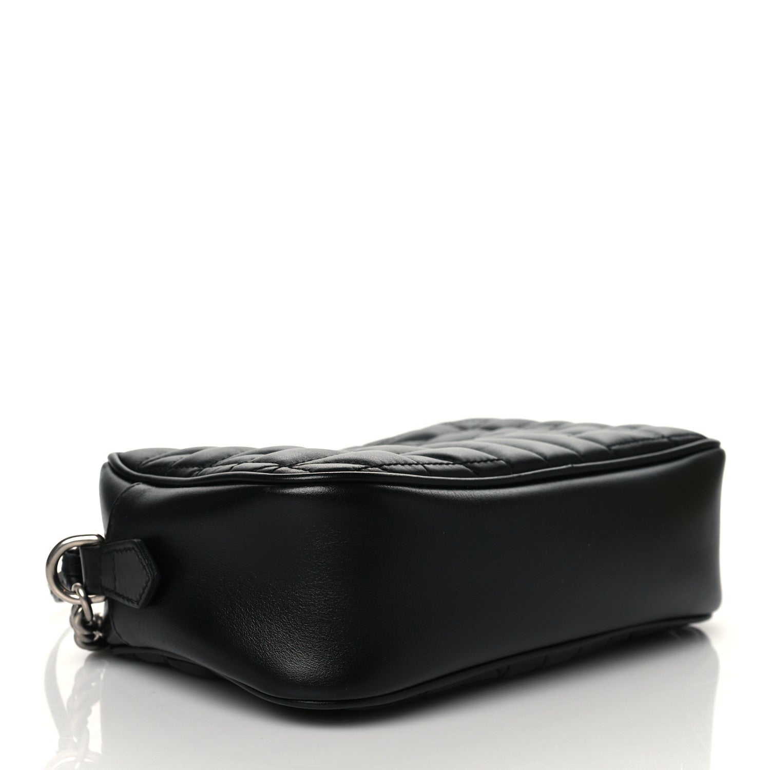 Gucci Calfskin Matelasse Aria Small GG Marmont Chain Shoulder Bag Black 4 of 12