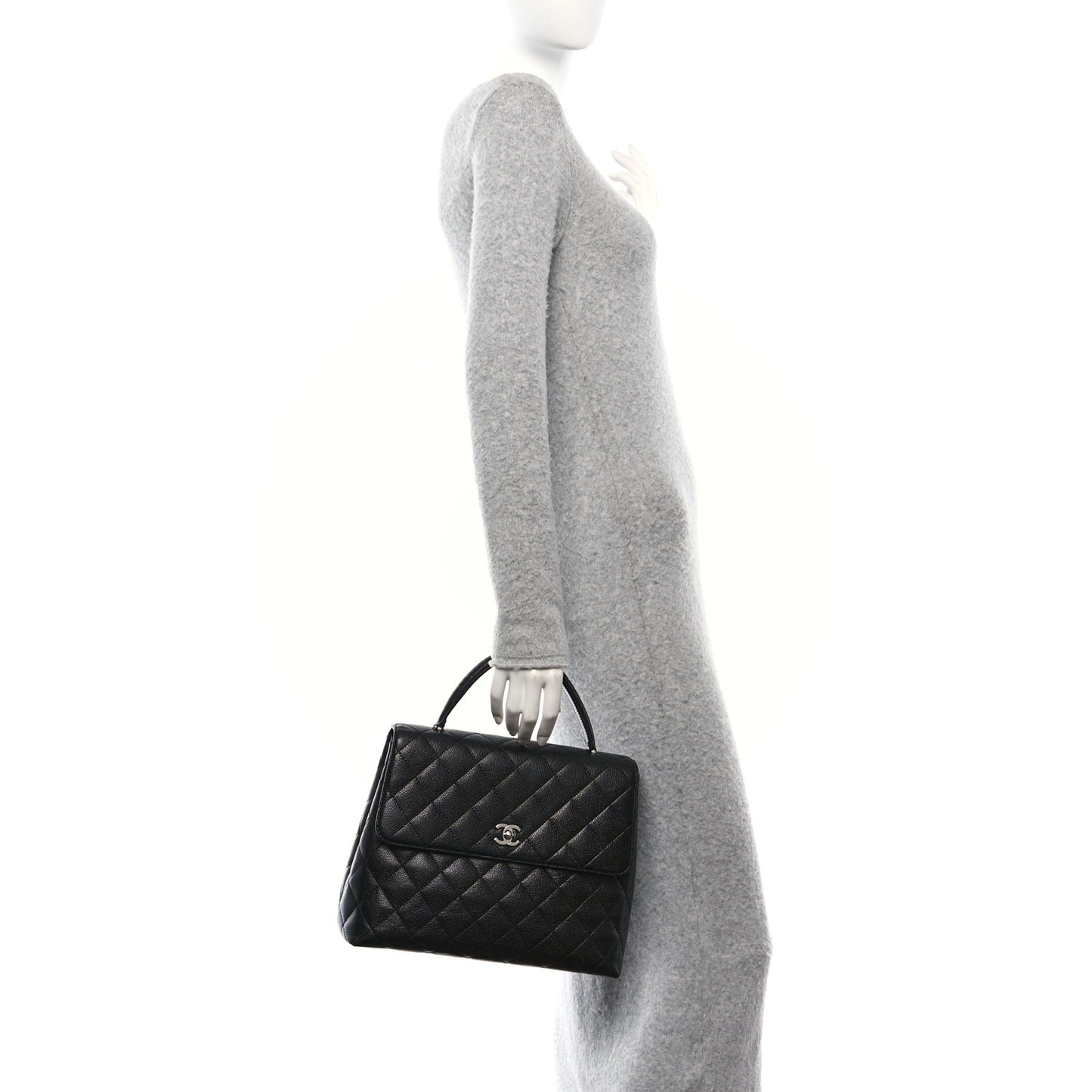 Caviar Quilted Jumbo Kelly Flap Black