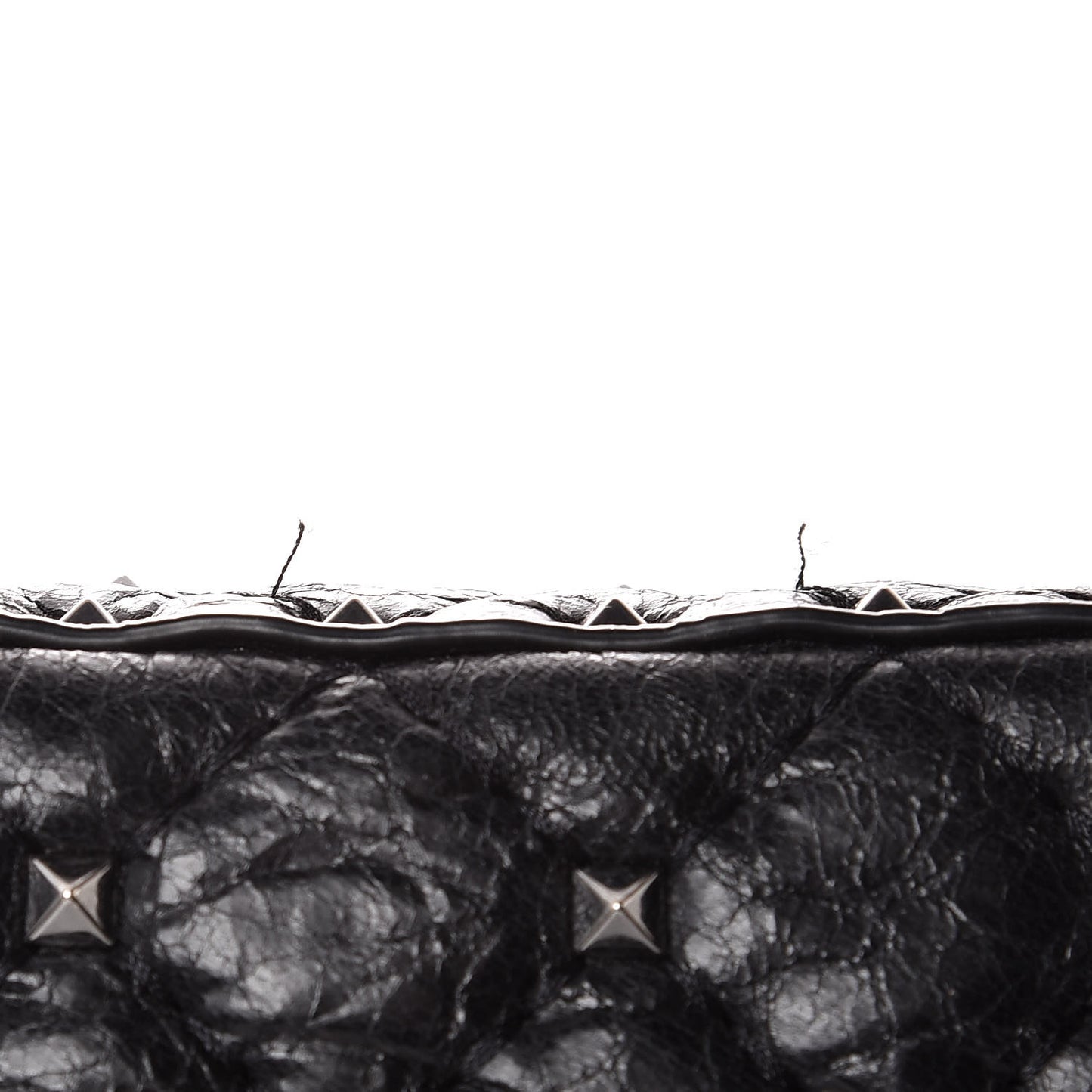 Craquele Nappa Medium Rockstud Spike Shoulder Bag Black