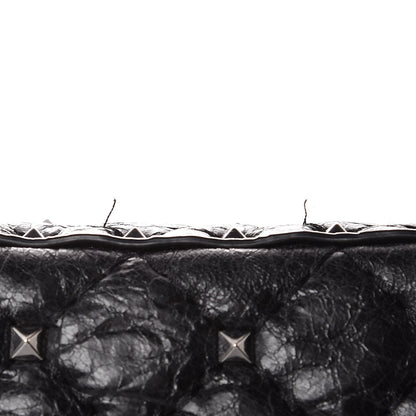 Valentino Garavani Craquele Nappa Medium Rockstud Spike Shoulder Bag Black 9 of 9