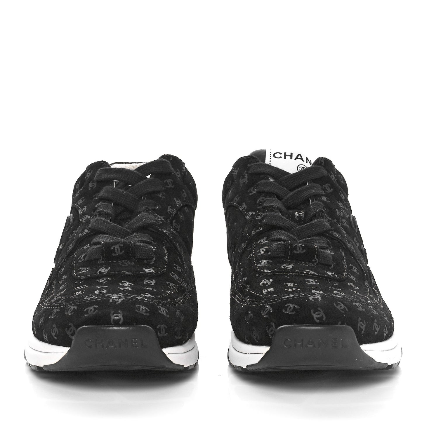 Suede Calfskin Printed CC Sneakers 37 Black