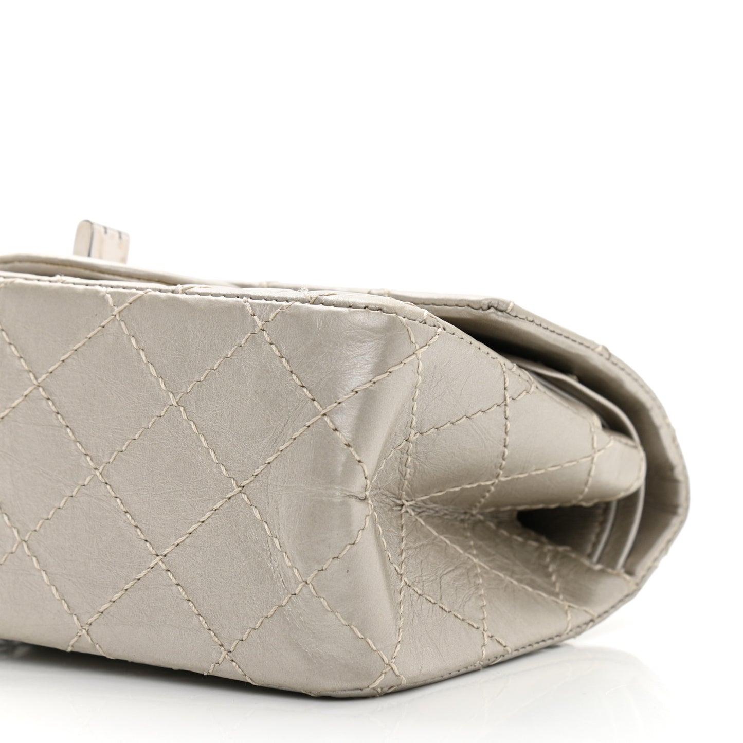 Metallic Calfskin Quilted 2.55 Reissue 224 Flap Silver