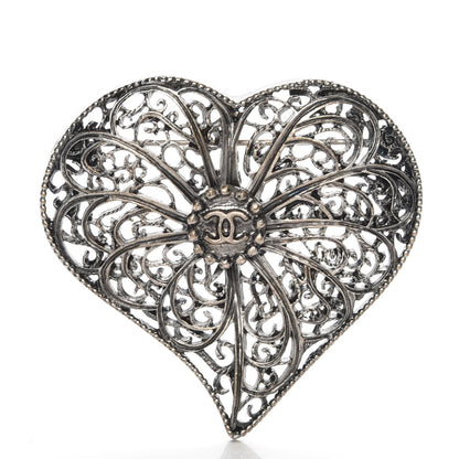 Chanel Ruthenium CC Heart Brooch 1 of 5