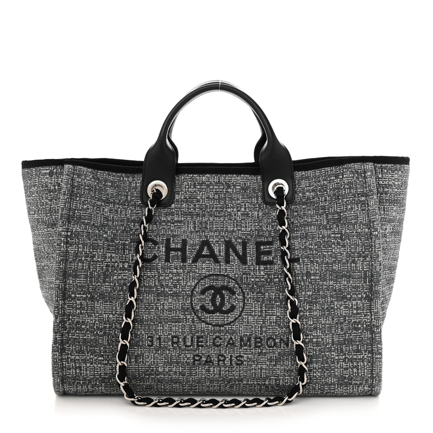Chanel Canvas Medium Deauville Tote Charcoal 1 of 10