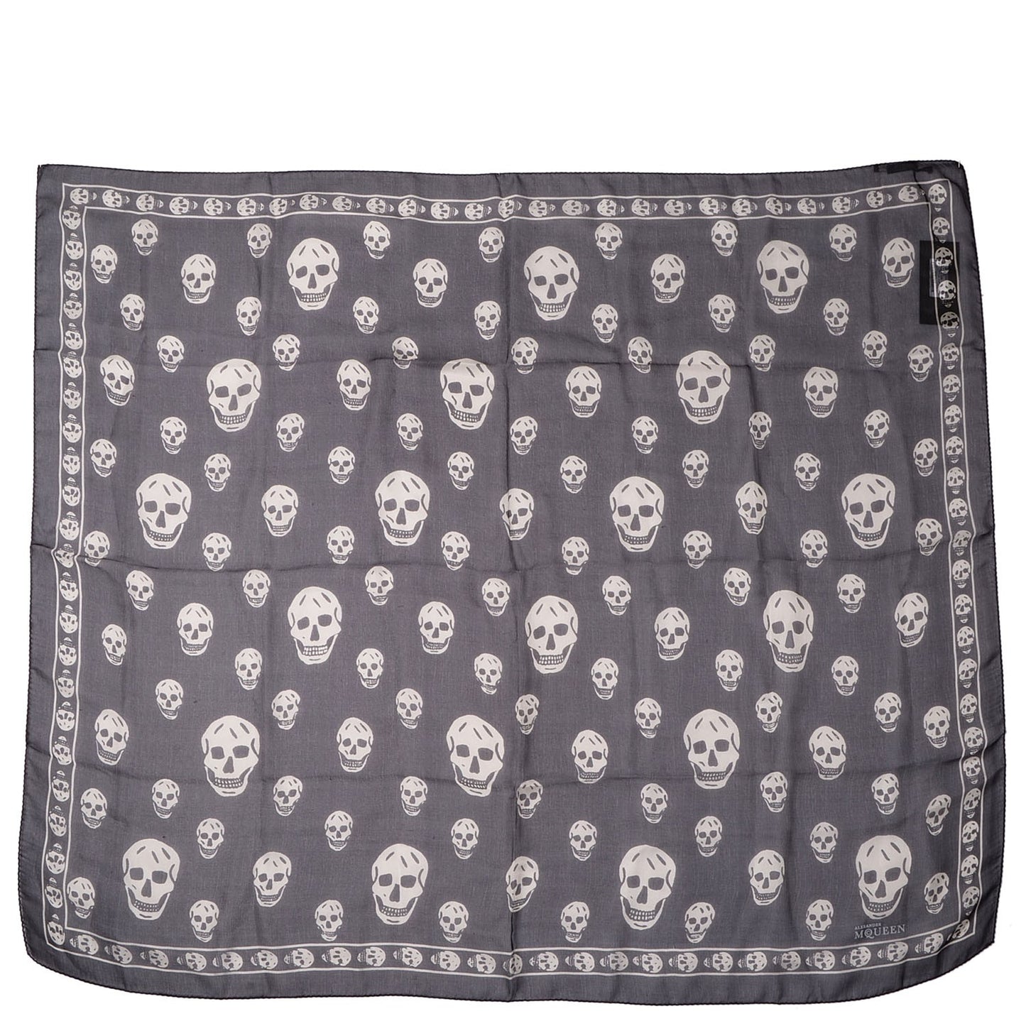 Silk Chiffon Skull Scarf Black Ivory