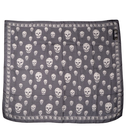 Alexander McQueen Silk Chiffon Skull Scarf Black Ivory 4 of 8
