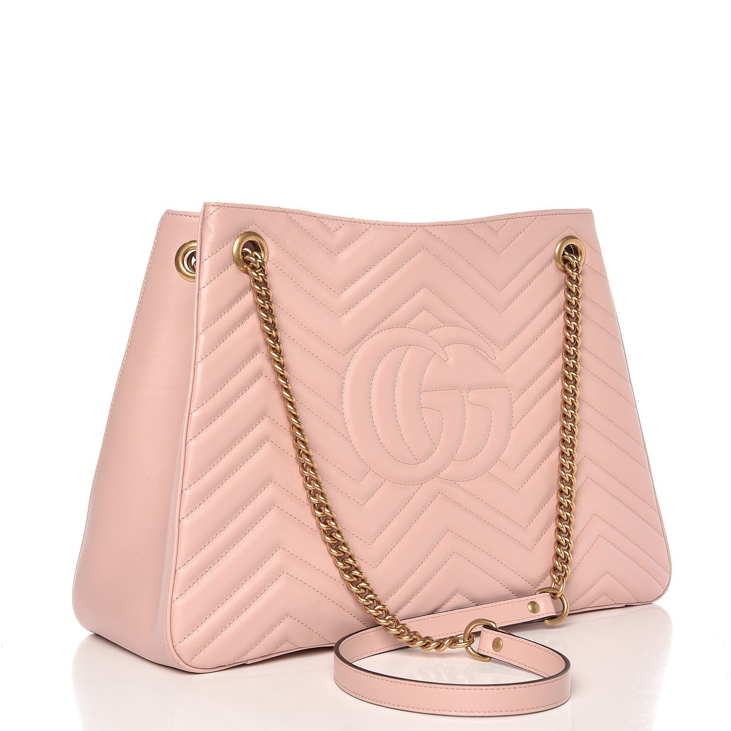 Gucci Calfskin Matelasse Medium GG Marmont Shoulder Tote Bag Perfect Pink 3 of 8