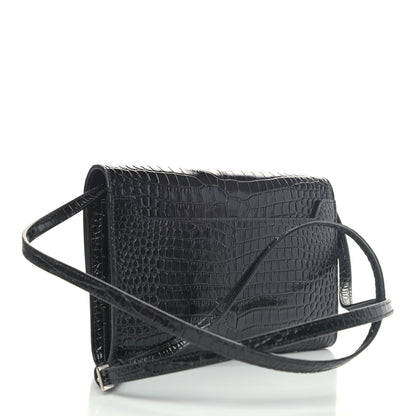 Saint Laurent Calfskin Crocodile Embossed Monogram Uptown Crossbody Black 2 of 4