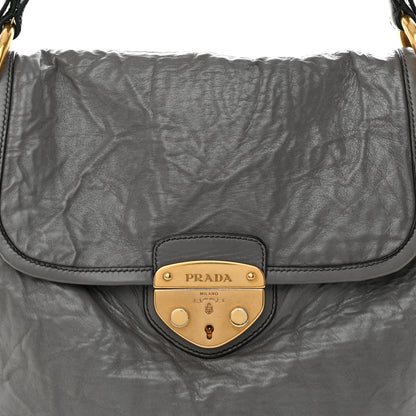 Prada Vitello Shine Pushlock Shoulder Bag Grey 7 of 11
