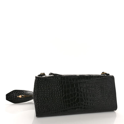 Balenciaga Shiny Supple Calfskin Crocodile Embossed Brass Hardware Neo Classic City Black 4 of 8
